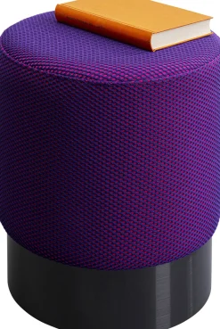 Taboret Okrągły Tapicerowany Fioletowy Podstawa Czarna Ø35x42 Cm*KARE Design Best