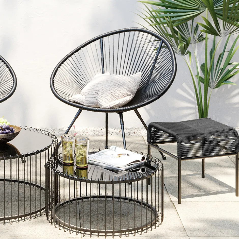 Taboret - Podnóżek Ogrodowy Acapulco 40x40 Cm Czarny*KARE Design Discount