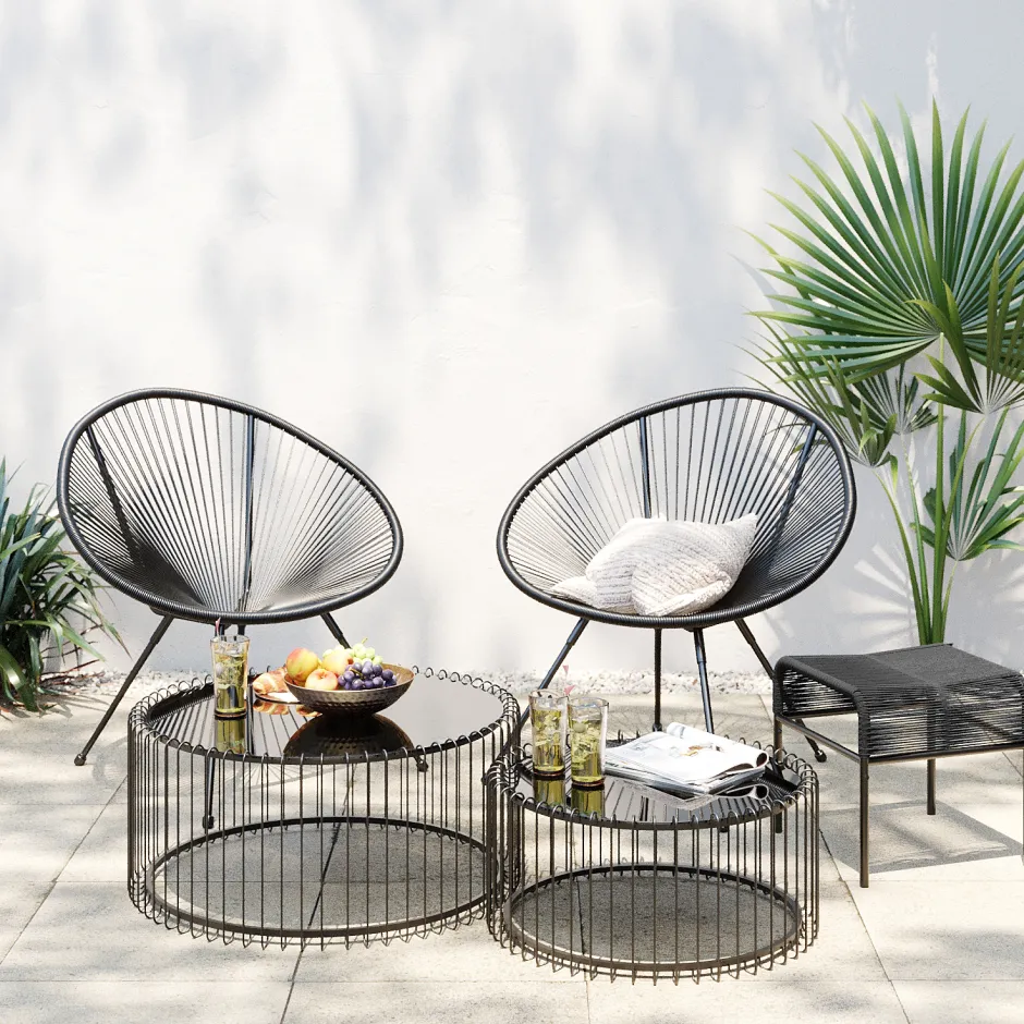 Taboret - Podnóżek Ogrodowy Acapulco 40x40 Cm Czarny*KARE Design Discount