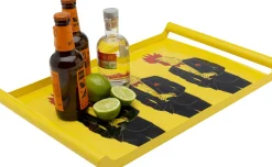 Taca Z Uchwytami Stalowa żółta Koguty W Garniturach 49x30 Cm*KARE Design Hot