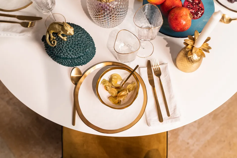 Talerz Bell ∅31 Cm Biało-złoty*KARE Design Online