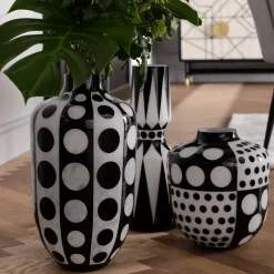 Wazon Brillar Round Ø26x31 Cm Czarno-biały*KARE Design Sale