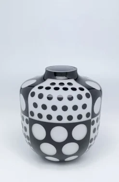 Wazon Brillar Round Ø26x31 Cm Czarno-biały*KARE Design Sale
