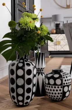 Wazon Brillar Round Ø26x31 Cm Czarno-biały*KARE Design Sale