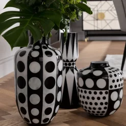 Wazon Brillar Ø18x44 Cm Czarno-biały*KARE Design Online