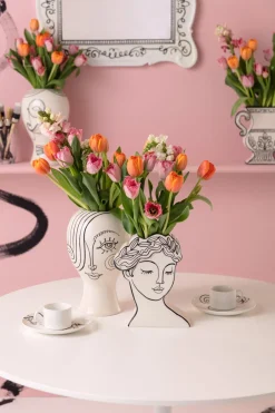 Wazon Ceramiczny Biały Motyw Kobiety 21x26 Cm*KARE Design Discount