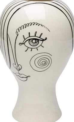 Wazon Ceramiczny Biały Motyw Kobiety Ø19x30 Cm*KARE Design New