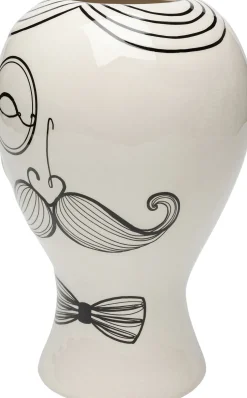Wazon Ceramiczny Biały Motyw Mężczyzny Ø19x30 Cm*KARE Design Sale