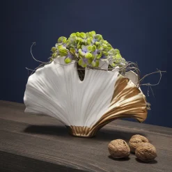 Wazon Dekoracyjny W Kształcie Liścia Miłorzębu Biały 26 X 18 Cm*KARE Design Online