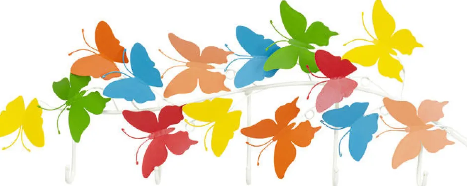 Wieszak ścienny Colorful Butterflies 79x31 Cm Kolorowy*KARE Design Clearance
