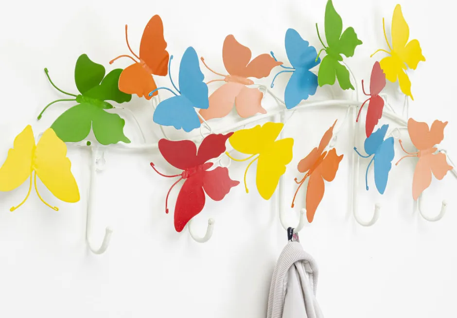 Wieszak ścienny Colorful Butterflies 79x31 Cm Kolorowy*KARE Design Clearance