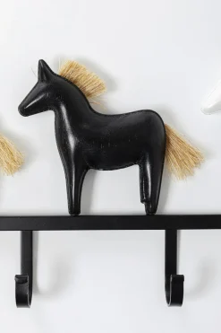 Wieszak ścienny Czarna Stal Motyw Zwierzęcy Konie 63x22 Cm*KARE Design Discount