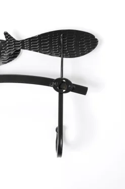 Wieszak ścienny Czarno-biały Stalowy Ryby 62x18 Cm*KARE Design Outlet