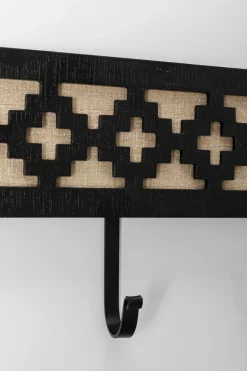 Wieszak ścienny Czarno-naturalny Drewno I Stal 60x20 Cm*KARE Design New