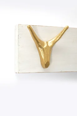 Wieszak ścienny Drewno Jodłowe Białe Postarzane I Złota Stal 75 Cm*KARE Design Online