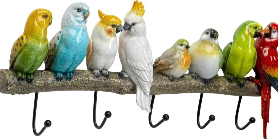 Wieszak ścienny Exotic Birds 54x24 Cm Kolorowy*KARE Design Best