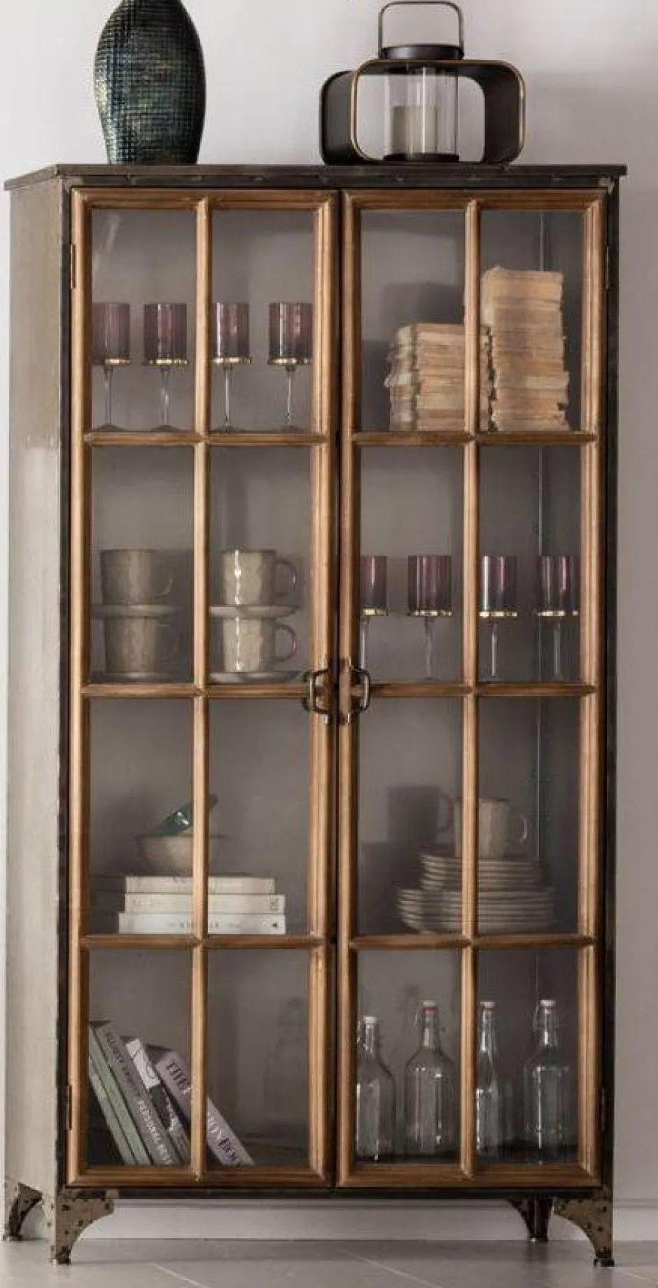 Witryna Kontor 187x97 Cm Szaro-drewniana*KARE Design Discount