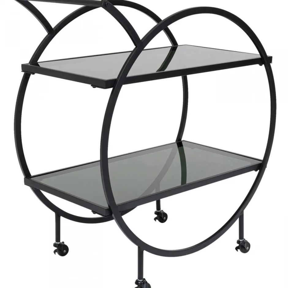 Wózek Barowy Loft 74x85 Cm Czarny Półki Szklane*KARE Design