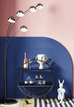 Wózek Barowy Loft 74x85 Cm Czarny Półki Szklane*KARE Design