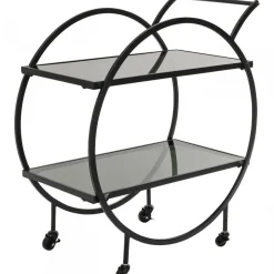 Wózek Barowy Loft 74x85 Cm Czarny Półki Szklane*KARE Design