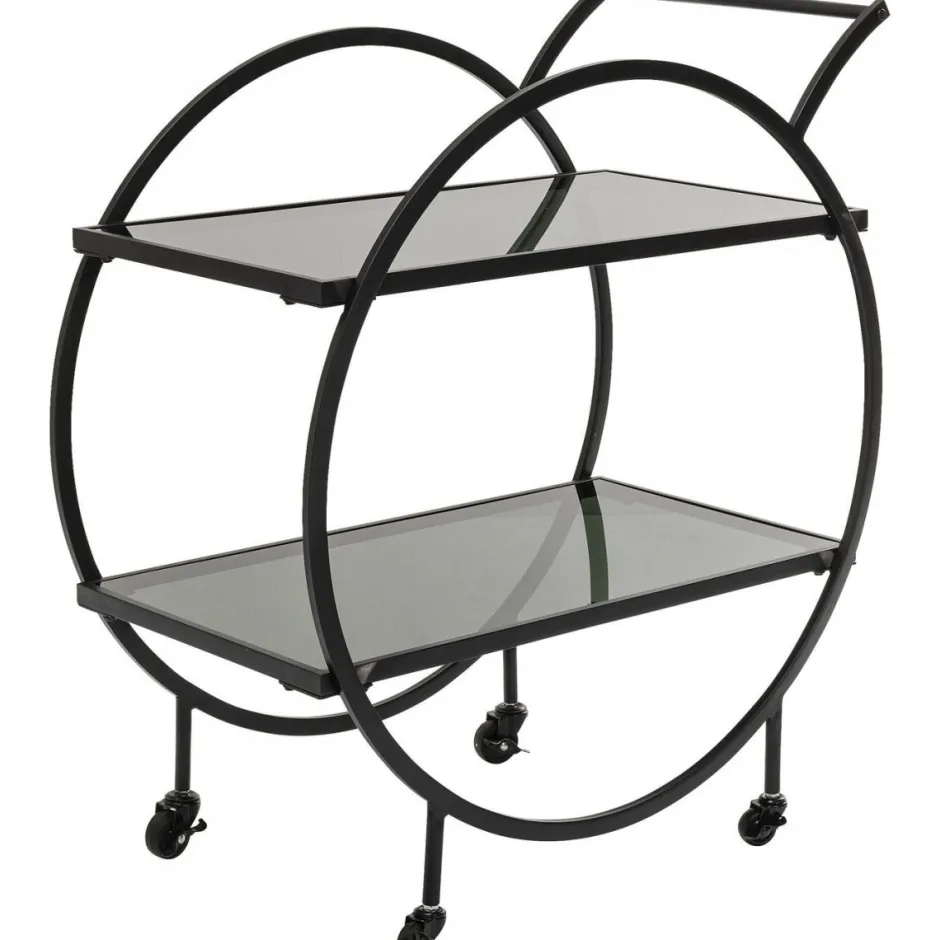 Wózek Barowy Loft 74x85 Cm Czarny Półki Szklane*KARE Design