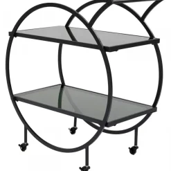 Wózek Barowy Loft 74x85 Cm Czarny Półki Szklane*KARE Design