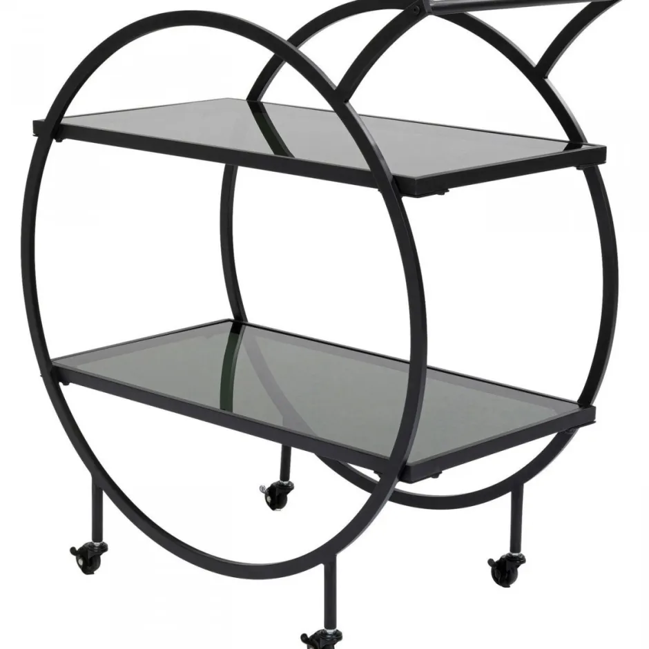 Wózek Barowy Loft 74x85 Cm Czarny Półki Szklane*KARE Design