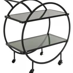 Wózek Barowy Loft 74x85 Cm Czarny Półki Szklane*KARE Design