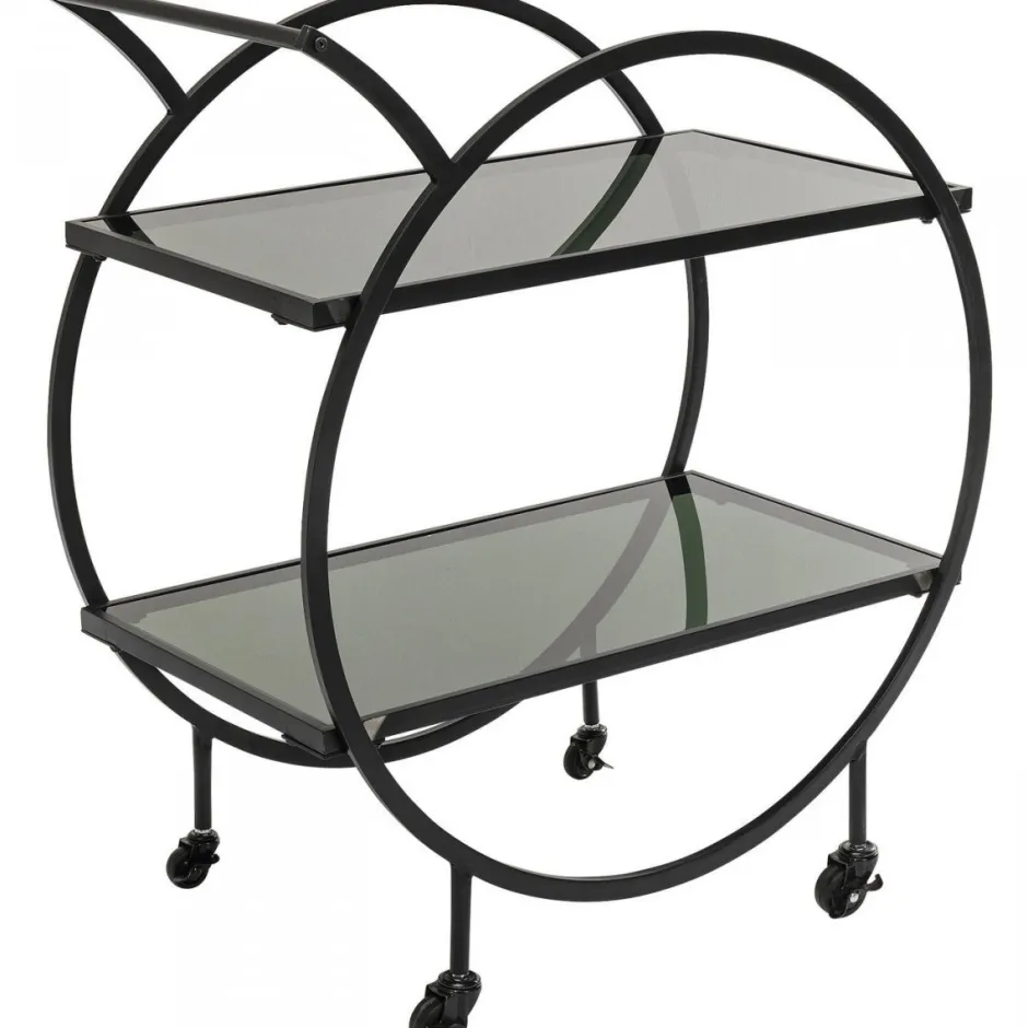 Wózek Barowy Loft 74x85 Cm Czarny Półki Szklane*KARE Design