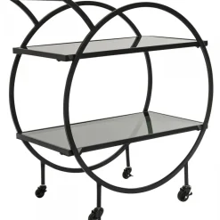 Wózek Barowy Loft 74x85 Cm Czarny Półki Szklane*KARE Design