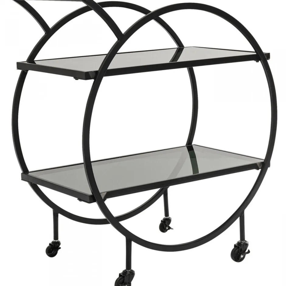 Wózek Barowy Loft 74x85 Cm Czarny Półki Szklane*KARE Design