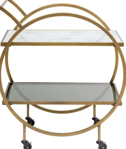 Wózek Barowy Loft 74x85 Cm Mosiężny Półki Szklane*KARE Design Hot