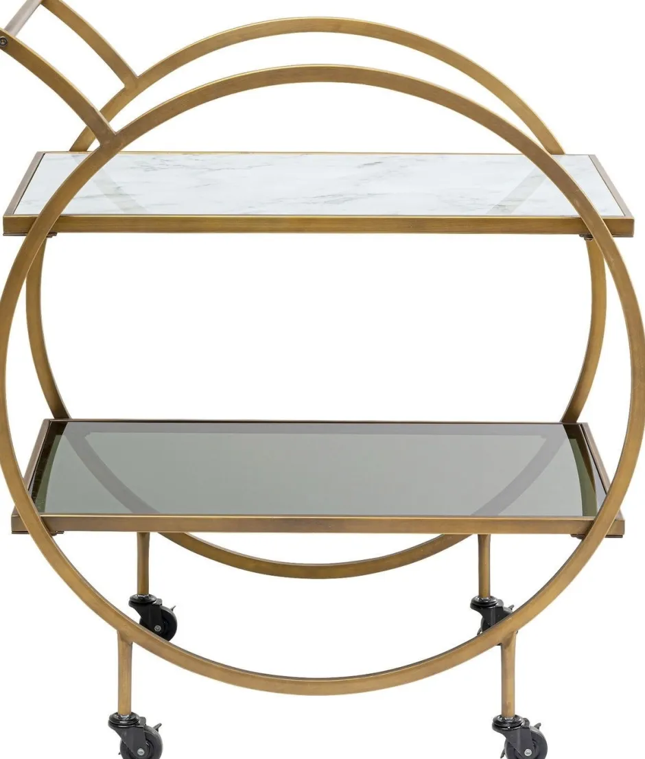 Wózek Barowy Loft 74x85 Cm Mosiężny Półki Szklane*KARE Design Hot