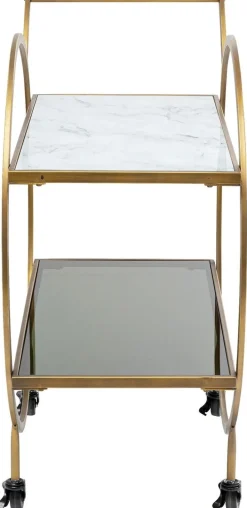 Wózek Barowy Loft 74x85 Cm Mosiężny Półki Szklane*KARE Design Hot