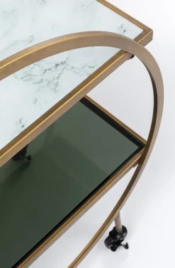 Wózek Barowy Loft 74x85 Cm Mosiężny Półki Szklane*KARE Design Hot