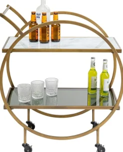 Wózek Barowy Loft 74x85 Cm Mosiężny Półki Szklane*KARE Design Hot