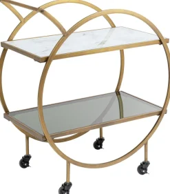 Wózek Barowy Loft 74x85 Cm Mosiężny Półki Szklane*KARE Design Hot