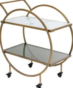 Wózek Barowy Loft 74x85 Cm Mosiężny Półki Szklane*KARE Design Hot