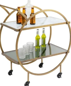 Wózek Barowy Loft 74x85 Cm Mosiężny Półki Szklane*KARE Design Hot