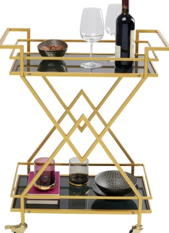 Wózek Barowy Pyramids 65x79 Cm Złoty - Półki Szklane Przydymione*KARE Design New