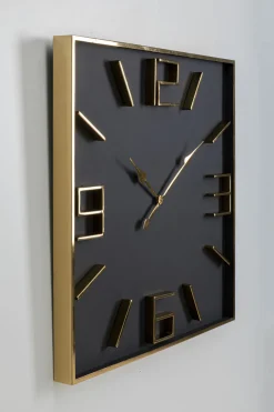 Zegar ścienny Kwadratowy Czarno-złoty 92x92 Cm*KARE Design Outlet