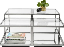 Zestaw Czterech Stolików Kawowych Luigi Srebrne - Blaty Szklane*KARE Design Outlet