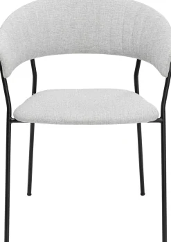 Zestaw Dwóch Krzeseł Tapicerka Jasnoszara Nogi Czarne Stalowe*KARE Design Clearance