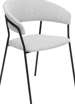 Zestaw Dwóch Krzeseł Tapicerka Jasnoszara Nogi Czarne Stalowe*KARE Design Clearance
