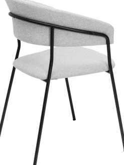 Zestaw Dwóch Krzeseł Tapicerka Jasnoszara Nogi Czarne Stalowe*KARE Design Clearance
