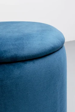 Zestaw Dwóch Puf Tapicerowanych Ze Schowkiem Niebieskie Podstawy Złote*KARE Design Best