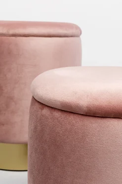 Zestaw Dwóch Puf Tapicerowanych Ze Schowkiem Różowe Podstawy Złote*KARE Design