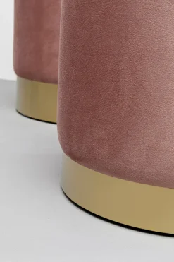 Zestaw Dwóch Puf Tapicerowanych Ze Schowkiem Różowe Podstawy Złote*KARE Design