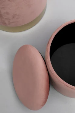 Zestaw Dwóch Puf Tapicerowanych Ze Schowkiem Różowe Podstawy Złote*KARE Design
