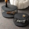 Zestaw Dwóch Stolików Blaty MDF Rama Stalowa - Kolor Czarny*KARE Design